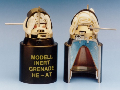 The dual-purpose HEAT grenades for the SM 120mm Mortar Cargo Bomb have fragmentation and shaped charge effect.